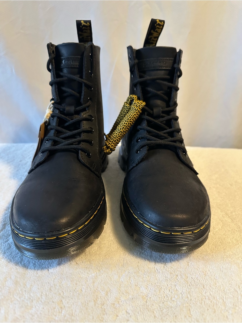 Dr Martens Combs Leather Black Combat Boots Unisex US 8/9 New In Box